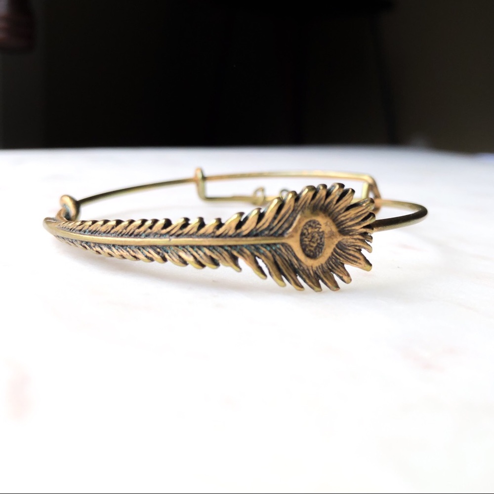 Alex and Ani Feather Bangle Bracelet | Gold